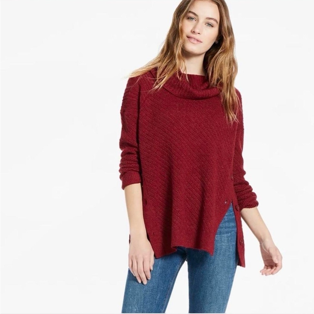 Lucky Brand Women's Cowl Neck Sweater - Deep Red
